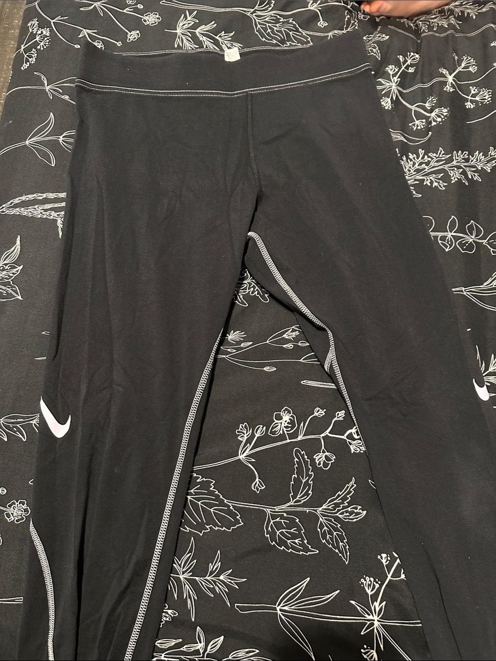 Nike Black womens Leggings with White Swoosh